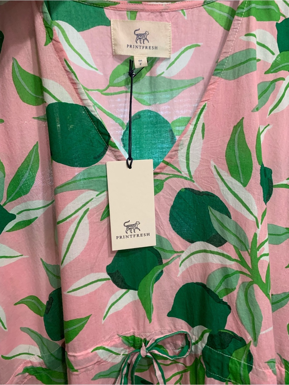 Print Fresh Lime Zest Organic Cotton Caftan OS P - Picture 9 of 15